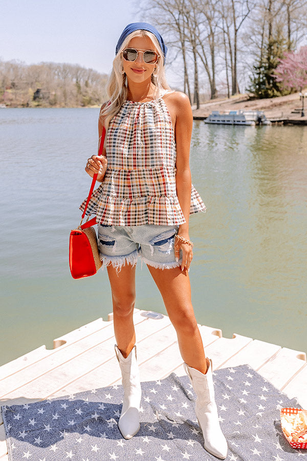 Friendship Circle Gingham Shift Top In Red Image - 2