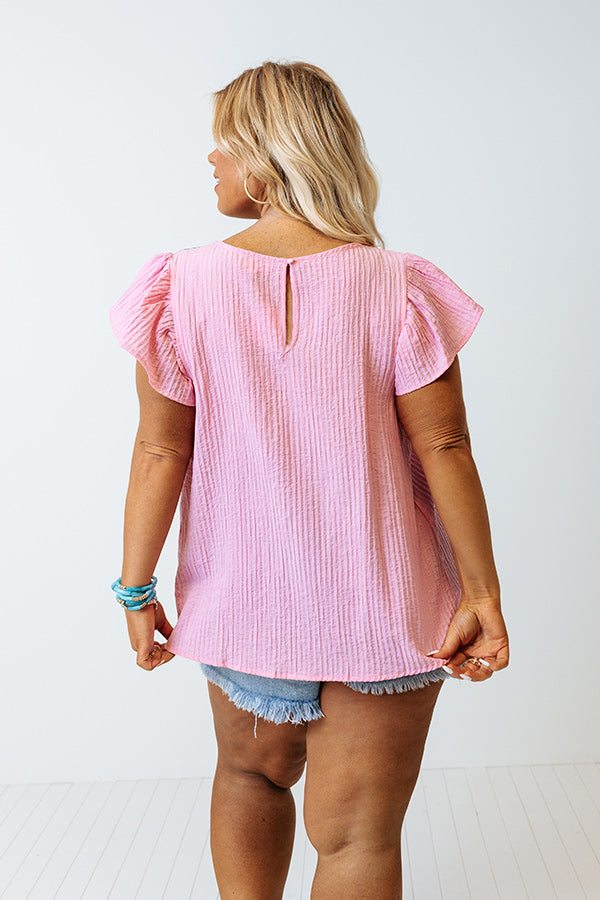 Can't Control Love Embroidered Shift Top In Pink Curves Image - 5