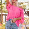 Sand Castles In Seychelles Knit Top In Neon Pink Image - 1