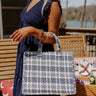 London Estate Tweed Tote In Navy Image - 1