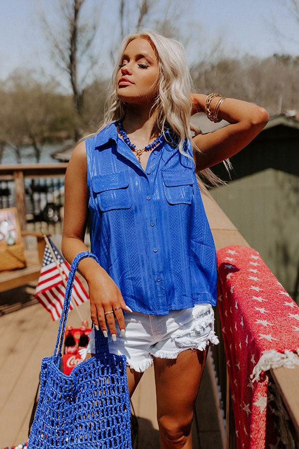 Countdown To The Weekend Shift Top In Royal Blue