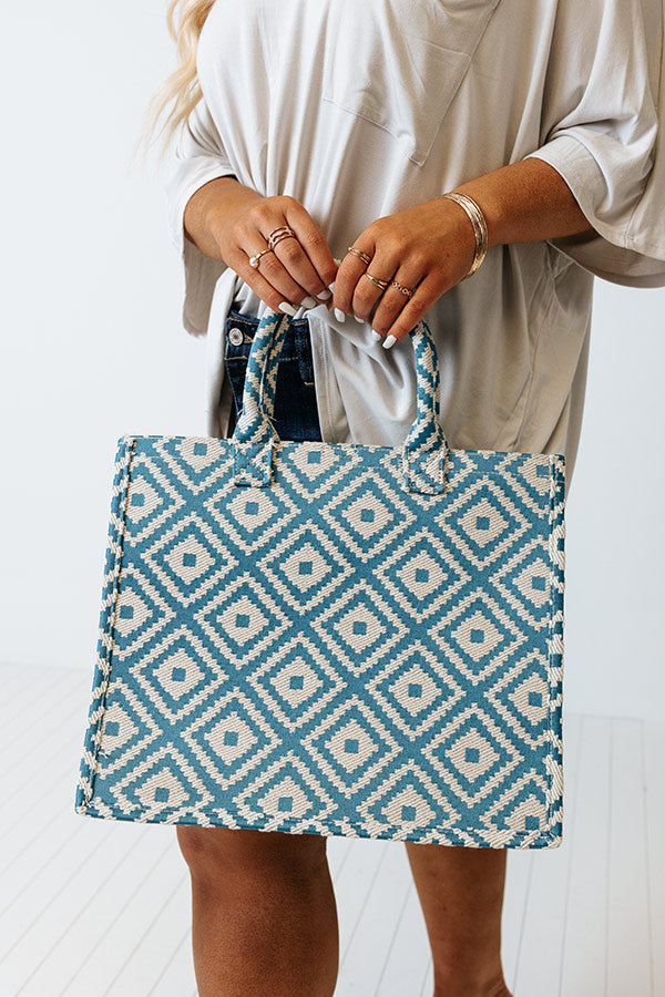 Every Effort Woven Tote In Teal