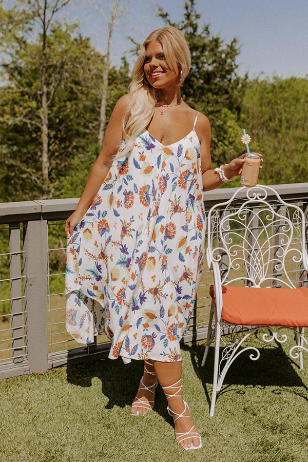 Sweet Georgia Peach Floral Midi Dress In Ivory Curves Image - 1