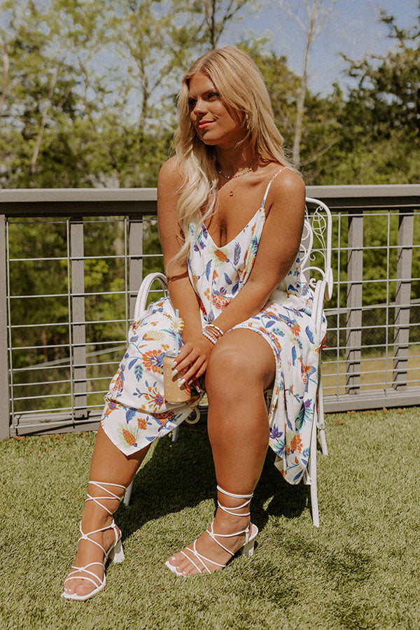 Sweet Georgia Peach Floral Midi Dress In Ivory Curves Image - 2