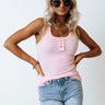 Check Her Stories Ribbed Tank In Light Pink Image - 1