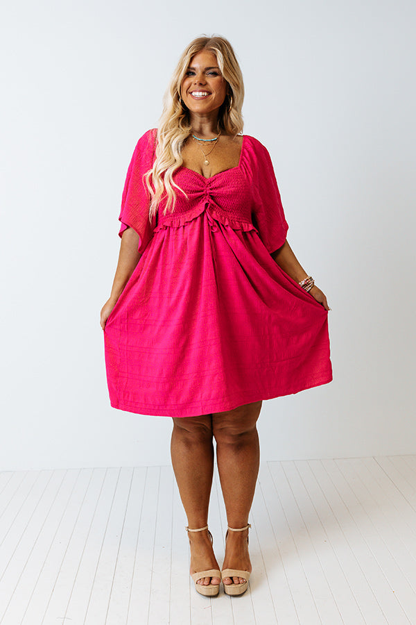 Shining Brighter Smocked Dress in Hot Pink Curves Image - 3