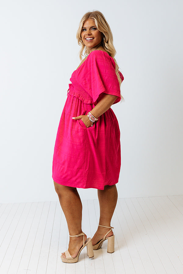 Shining Brighter Smocked Dress in Hot Pink Curves Image - 2
