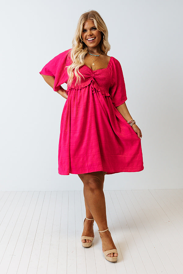 Shining Brighter Smocked Dress in Hot Pink Curves Image - 5