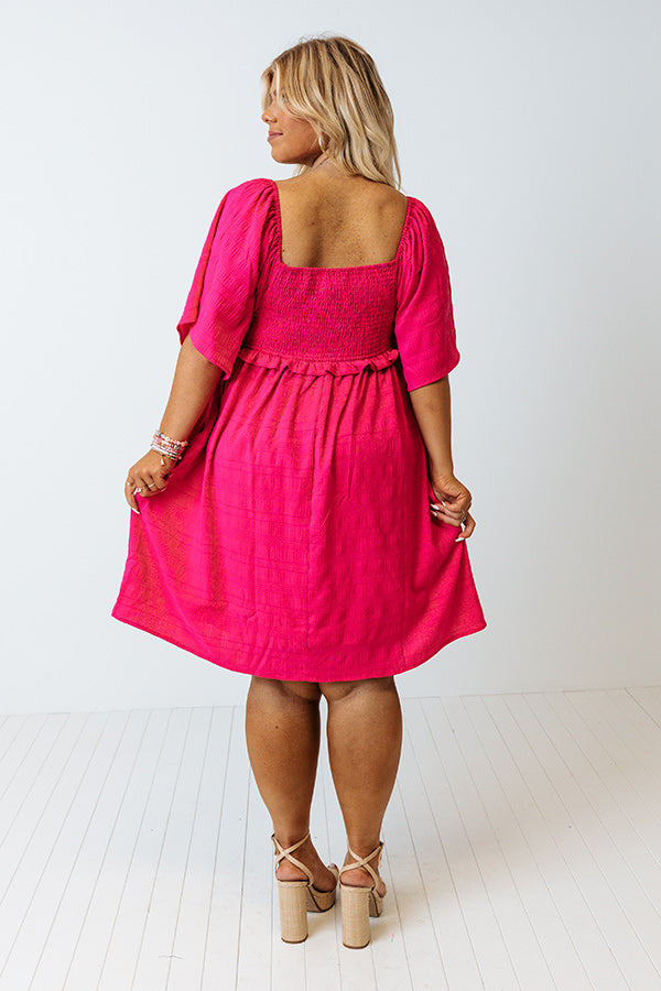Shining Brighter Smocked Dress in Hot Pink Curves Image - 4