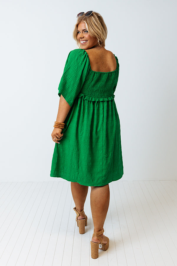 Shining Brighter Smocked Dress in Kelly Green Curves Image - 5