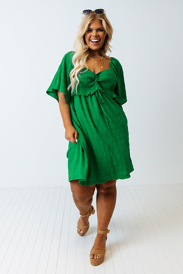 Shining Brighter Smocked Dress in Kelly Green Curves Image - 2