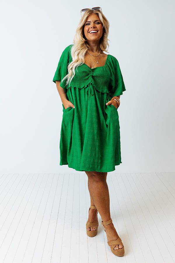 Shining Brighter Smocked Dress in Kelly Green Curves Image - 1