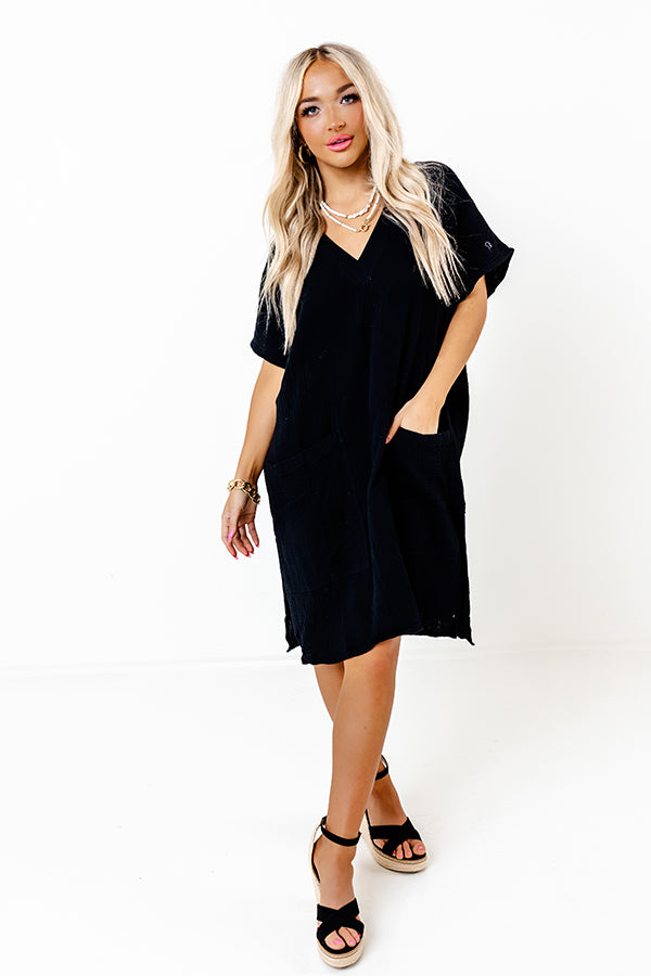 Newport Look Shift Dress in Black • Impressions Online Boutique