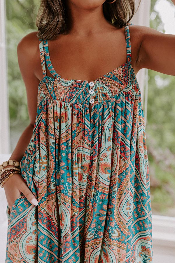 Book The Trip Romper In Turquoise Image - 3