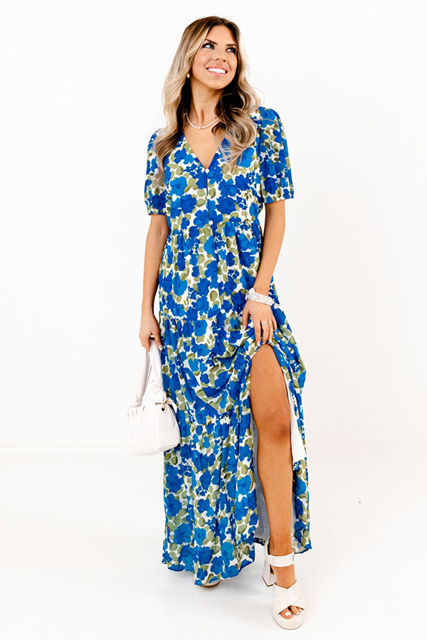 Only Sunshine Floral Maxi in Royal Blue