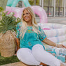 SanFran Sunshine Embroidered Top In Turquoise Curves Image - 1