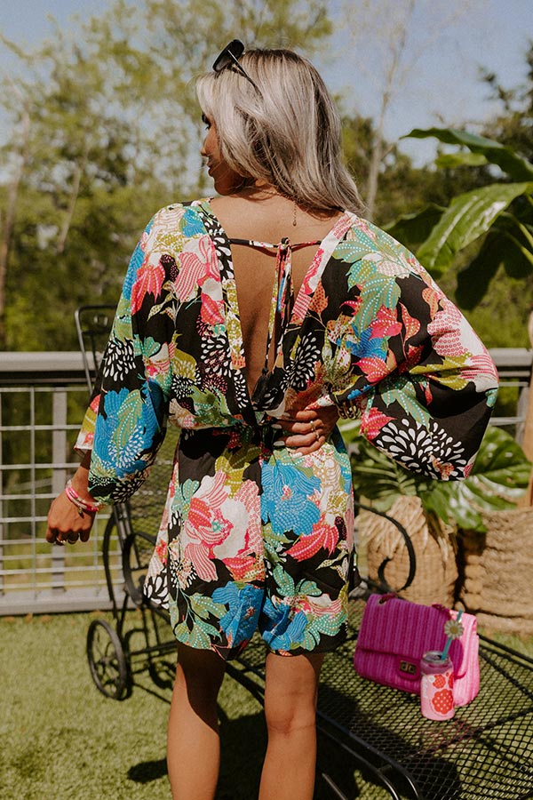 Desert Shade Floral Romper In Black Image - 4