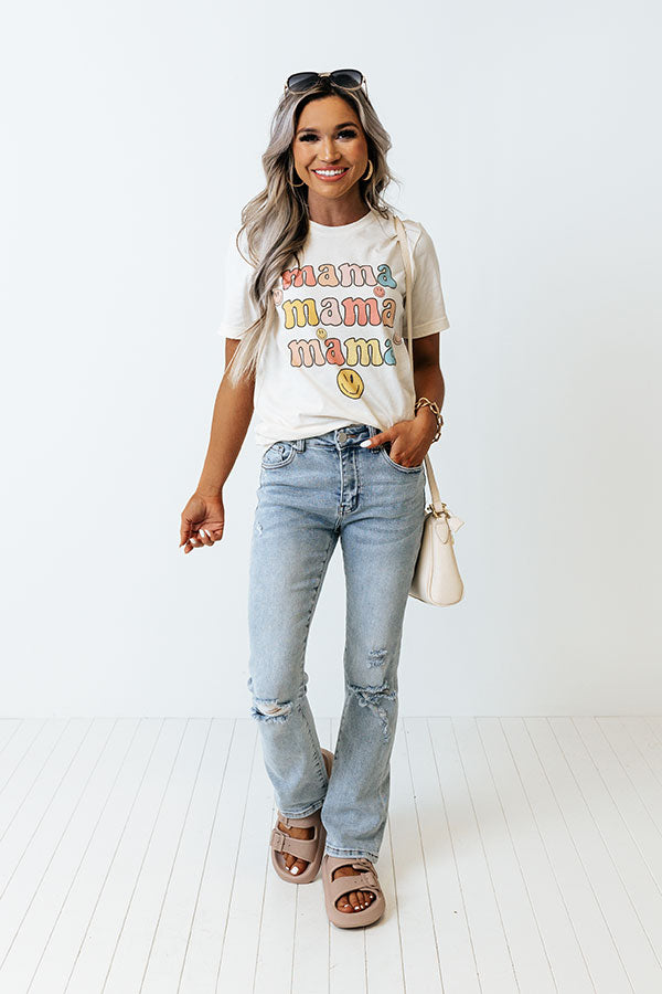 Smiley Mama Graphic Tee In Cream