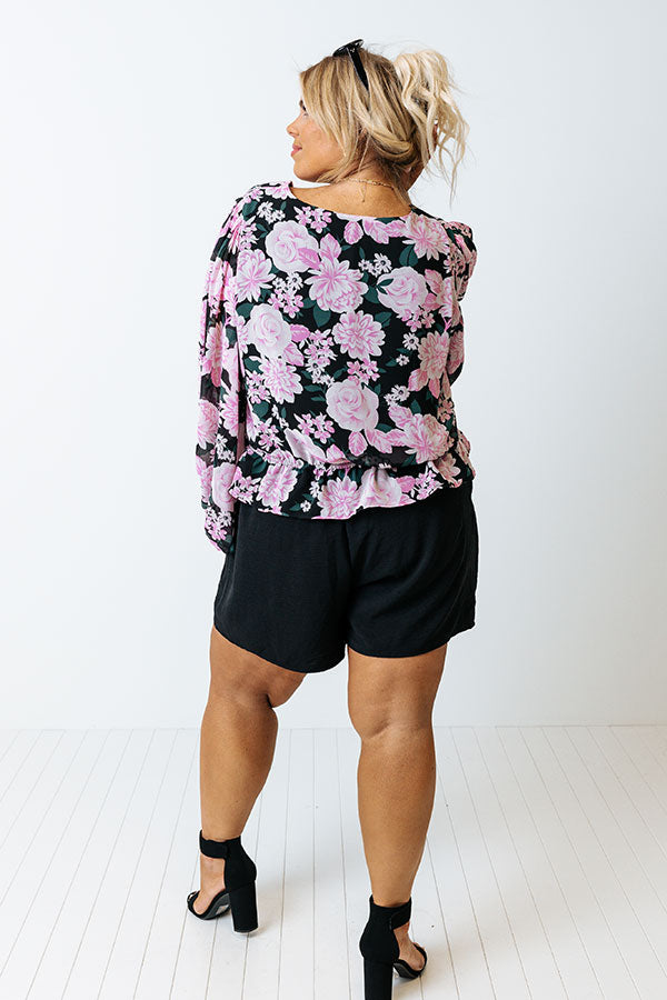 Cute Casa Floral Top In Black Curves Image - 3