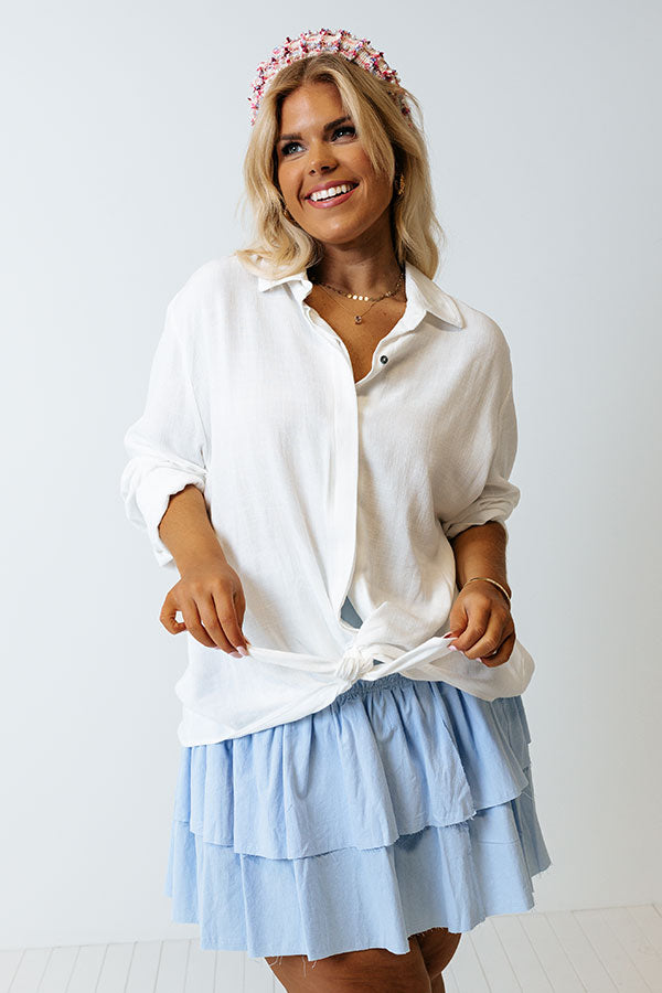 Waves Crashing Front Tie Top In Ivory Curves Image - 3