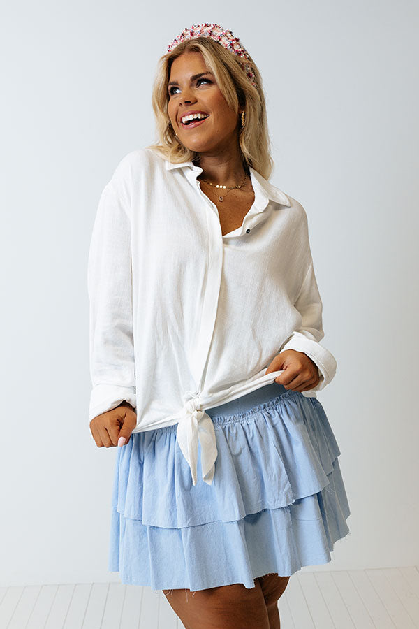 Waves Crashing Front Tie Top In Ivory Curves Image - 1