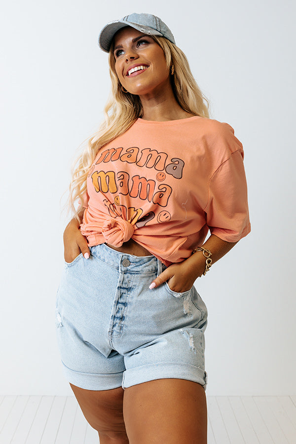 Smiley Mama Graphic Tee In Coral Curves Image - 1