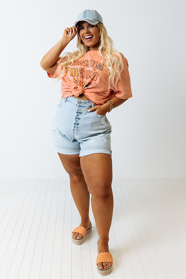 Smiley Mama Graphic Tee In Coral Curves Image - 2