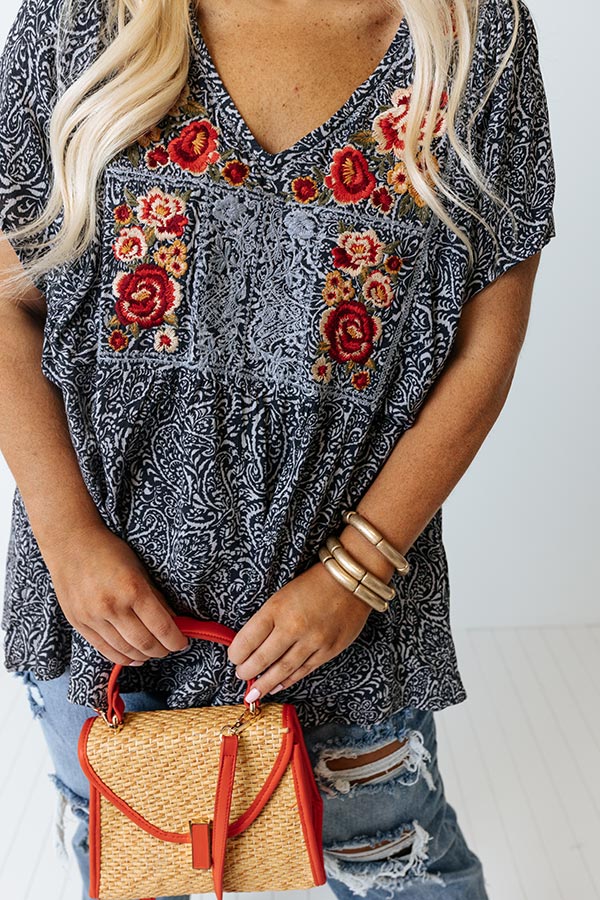 Heart In Hand Embroidered Shift Top Curves Image - 3