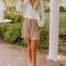 Iced Coffee Crush High Waist Linen-Blend Shorts In Mocha Image - 1