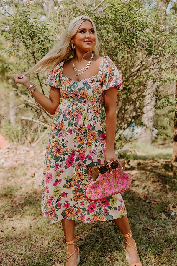 Simply Unforgettable Floral Midi In Peach • Impressions Online Boutique