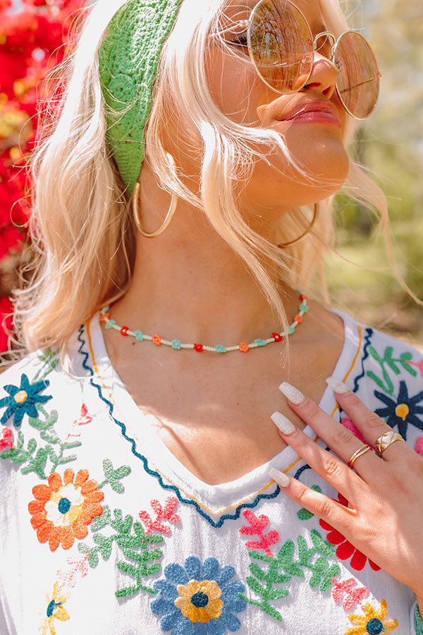 Sunshine Needed Beaded Necklace In Mint
