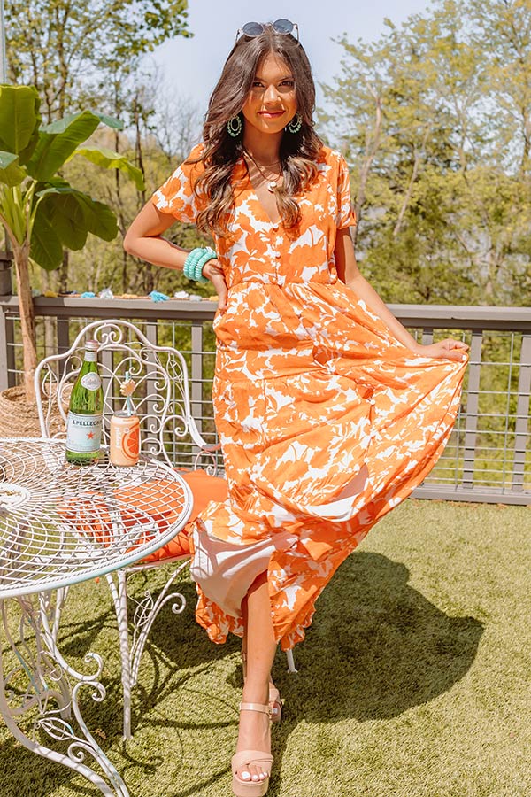 Only Sunshine Floral Maxi In Orange • Impressions Online Boutique