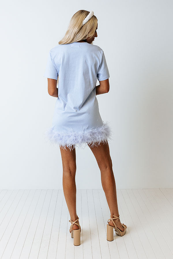 Do It With Pizazz Feather T-Shirt Dress in Sky Blue Image - 4