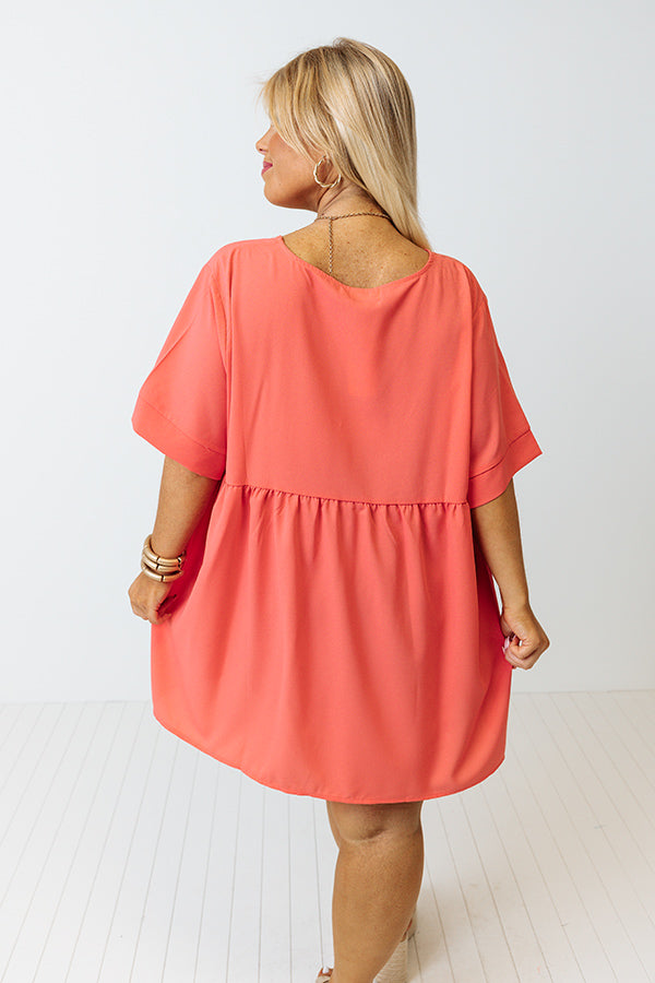 Downtown Brooklyn Babydoll Top In Coral Curves Image - 5
