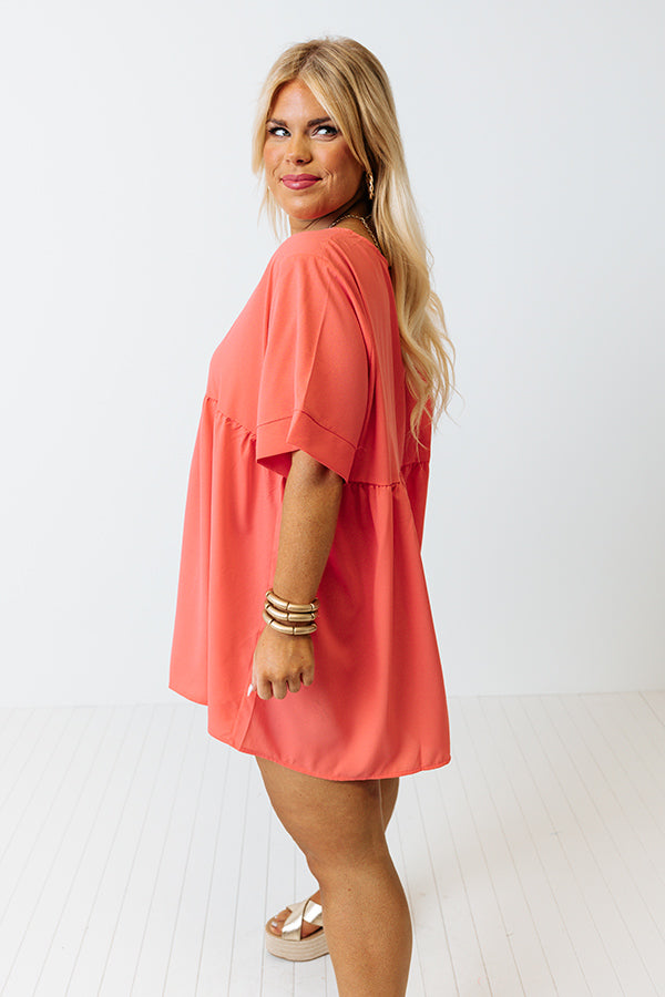 Downtown Brooklyn Babydoll Top In Coral Curves Image - 3