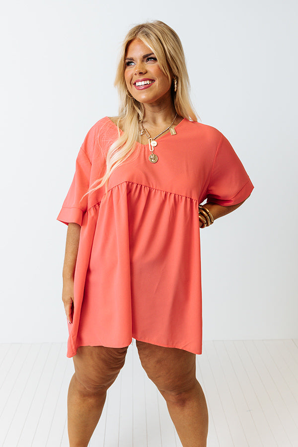 Downtown Brooklyn Babydoll Top In Coral Curves Image - 2