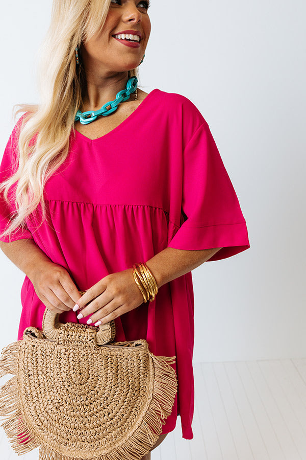 Downtown Brooklyn Babydoll Top In Fuchsia Curves Image - 2