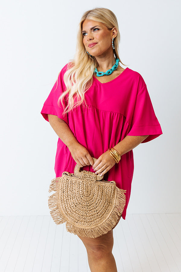 Downtown Brooklyn Babydoll Top In Fuchsia Curves Image - 1