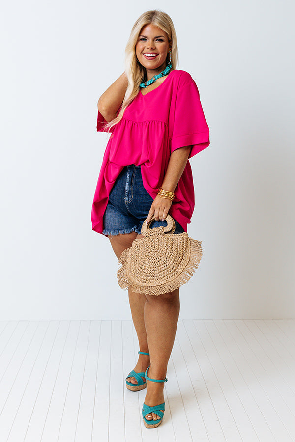 Downtown Brooklyn Babydoll Top In Fuchsia Curves Image - 3