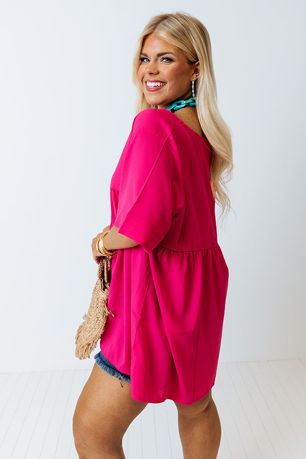 Downtown Brooklyn Babydoll Top In Fuchsia Curves Image - 4