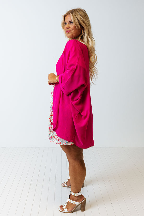 Trendy City Cardigan In Fuchsia Curves Image - 3