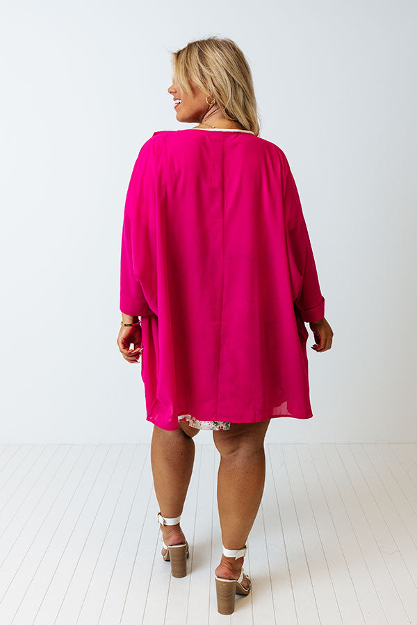 Trendy City Cardigan In Fuchsia Curves Image - 5