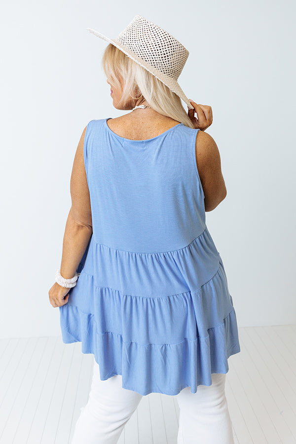 Calling Your Name Shift Top In Sky Blue Curves Image - 4