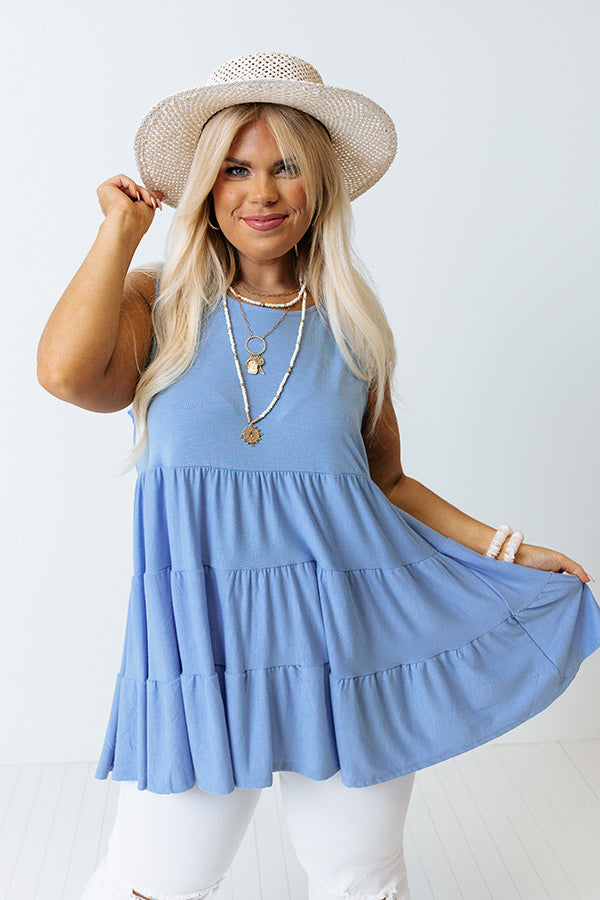 Calling Your Name Shift Top In Sky Blue Curves Image - 3