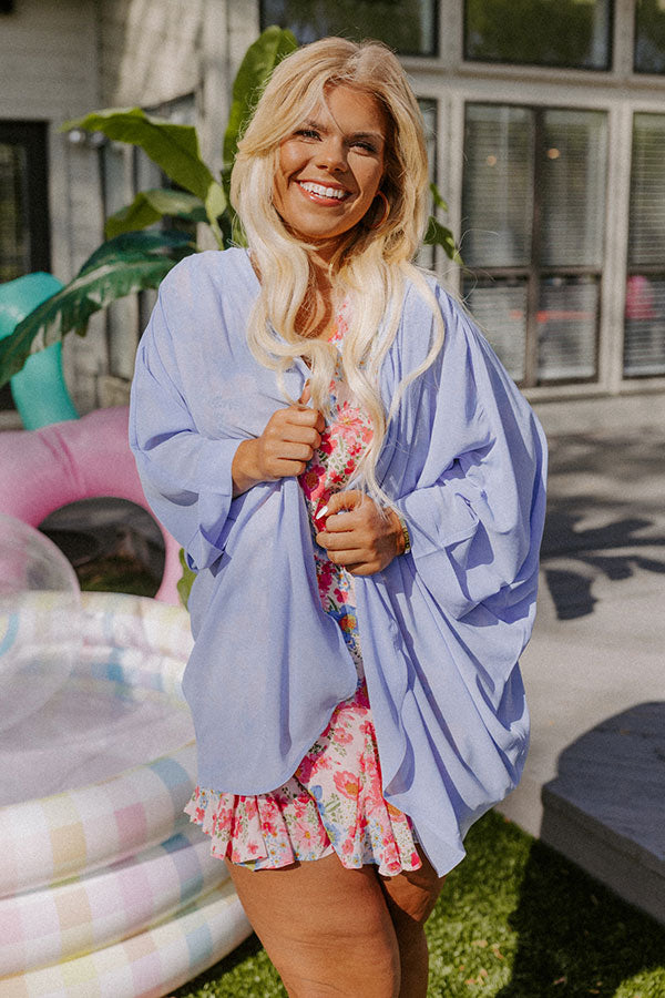 Trendy City Cardigan In Sky Blue Curves Image - 3