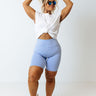 Daily Basis Biker Shorts In Sky Blue Curves Image - 1