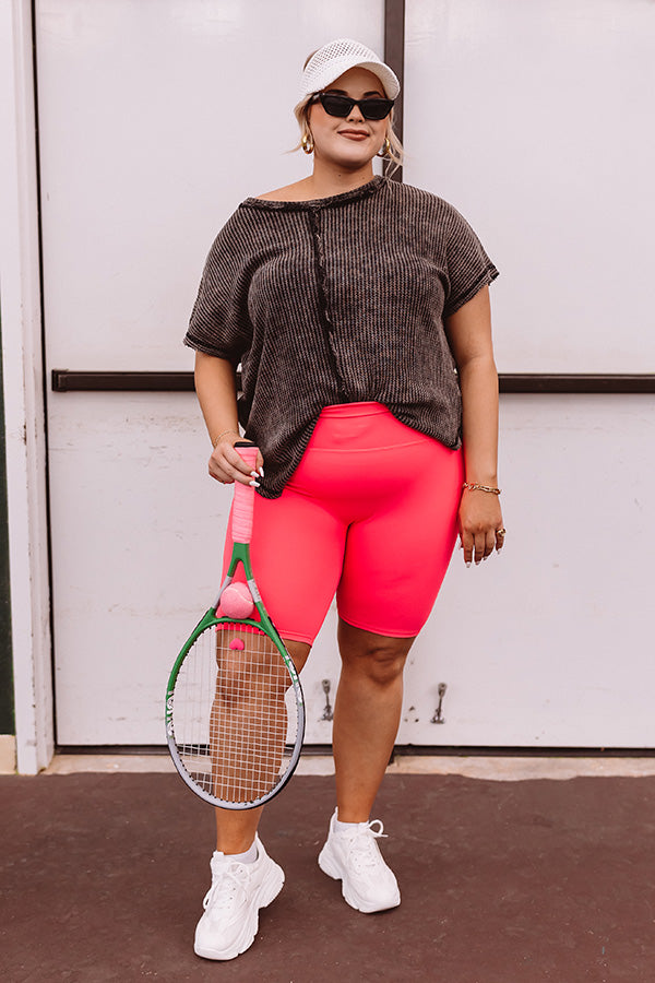 Daily Basis Biker Shorts In Neon Pink Curves1