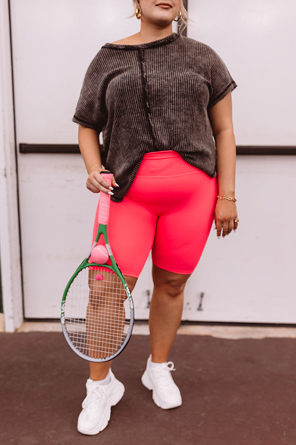Daily Basis Biker Shorts In Neon Pink Curves