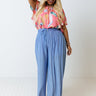 Summer In Malibu Pleated Pants In Sky Blue Curves Image - 1