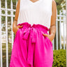 Staying In Capri High Waist Shorts In Fuchsia Curves Image - 1